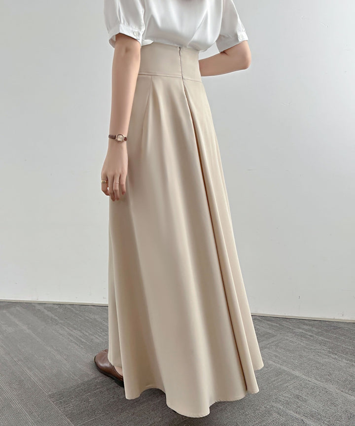 ハイウエストマキシ丈フレアロングスカート