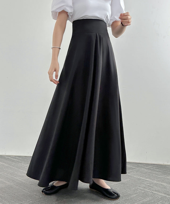 ハイウエストマキシ丈フレアロングスカート