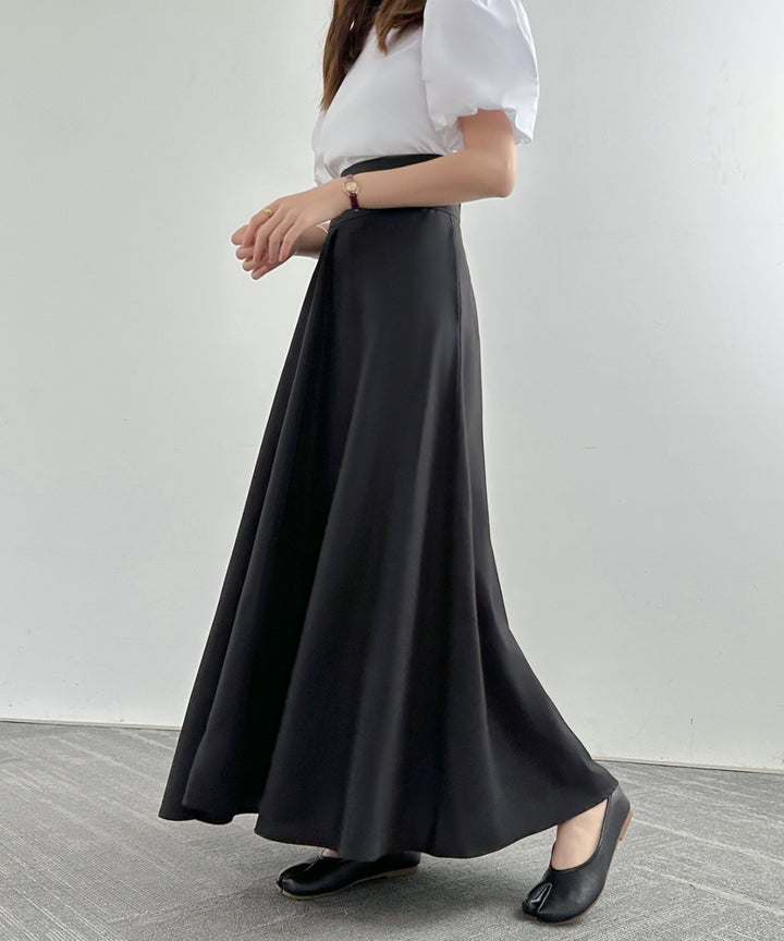 ハイウエストマキシ丈フレアロングスカート