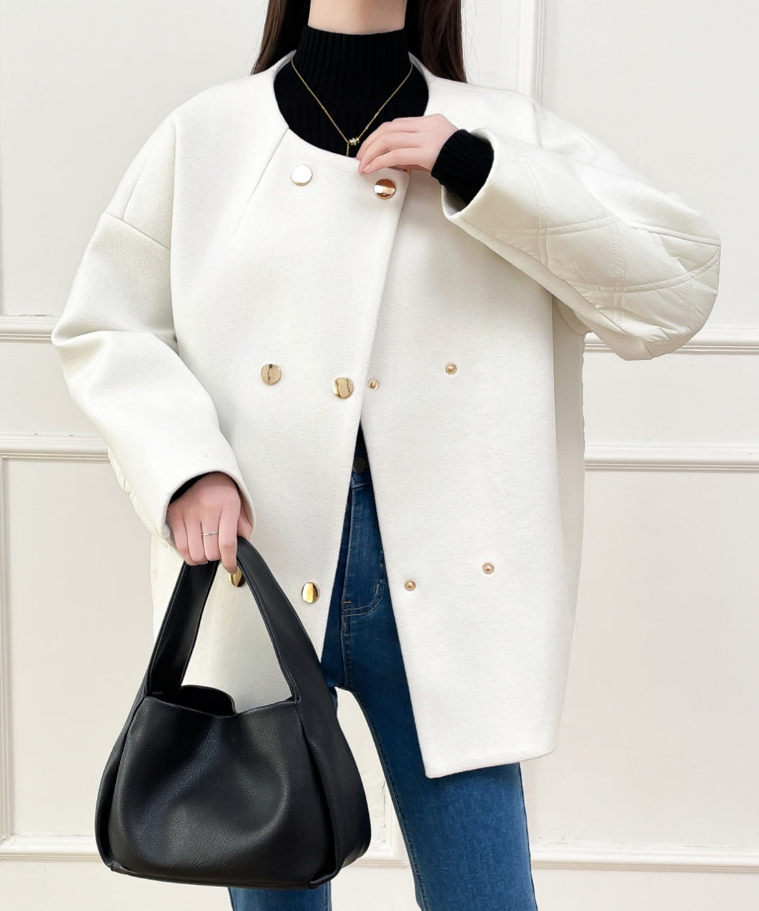 キルティング切替コート