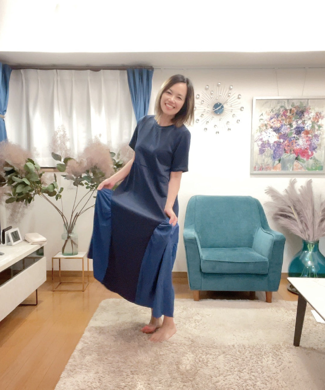 異素材コンビカットワンピース