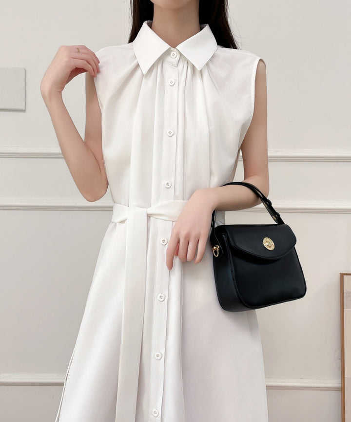 パワーチュールドッキングノースリーブシャツワンピース