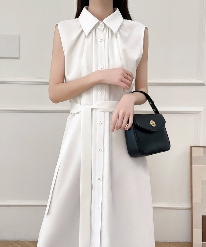 パワーチュールドッキングノースリーブシャツワンピース