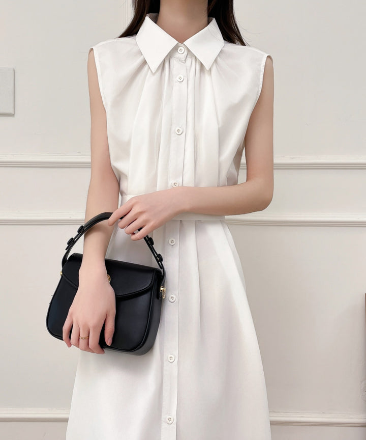 パワーチュールドッキングノースリーブシャツワンピース