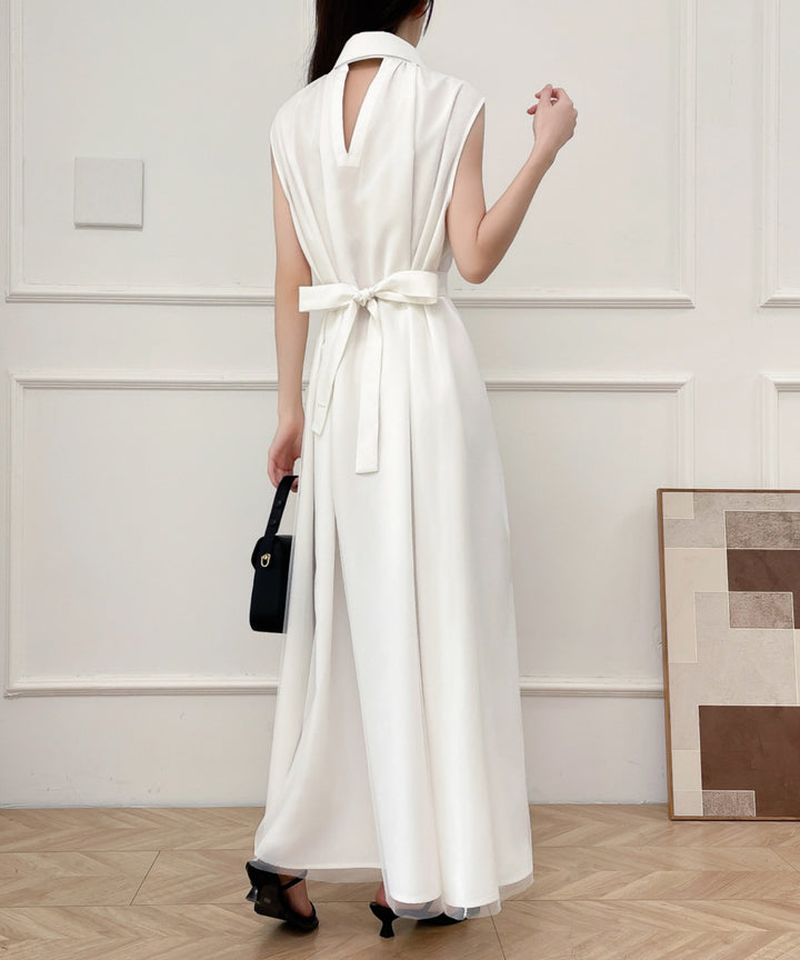 パワーチュールドッキングノースリーブシャツワンピース