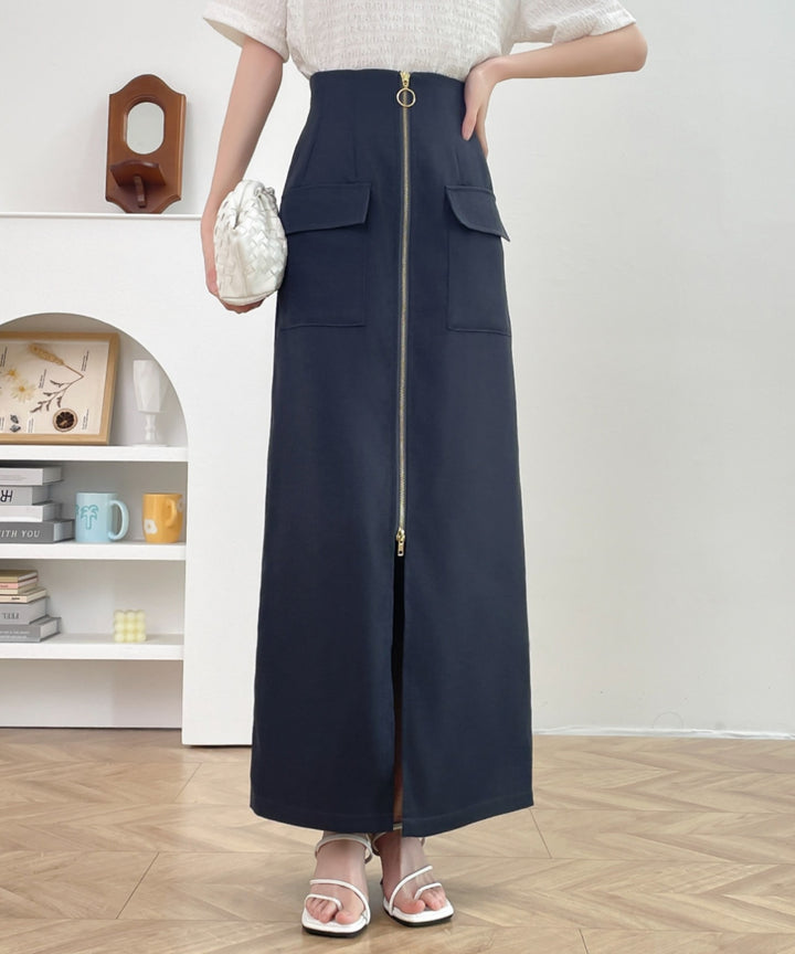 センタージップアップハイウエストタイトスカート