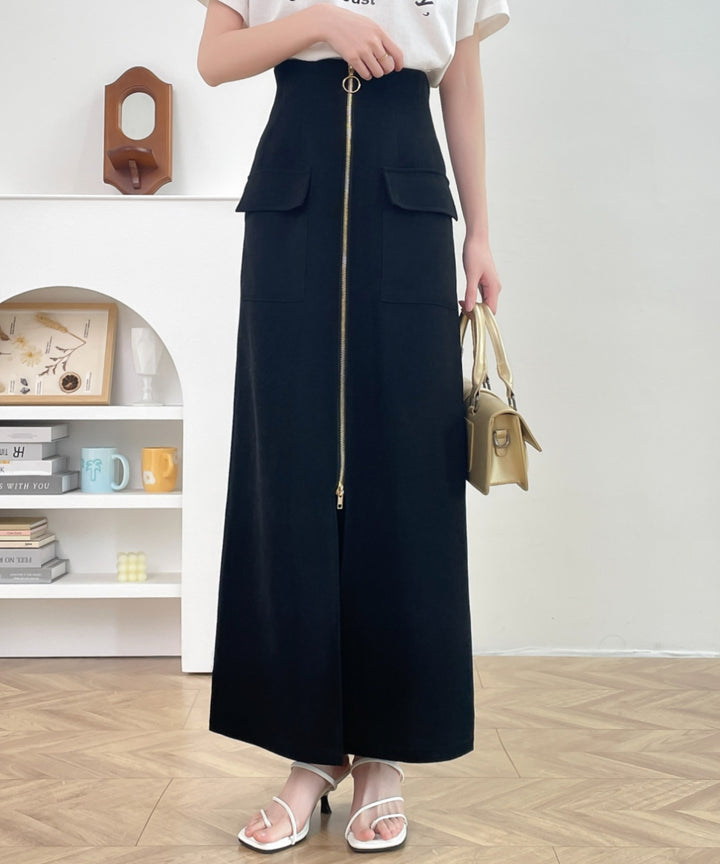 センタージップアップハイウエストタイトスカート