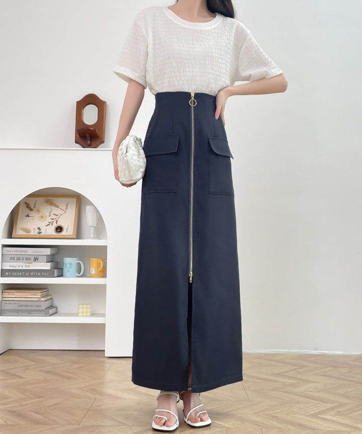 センタージップアップハイウエストタイトスカート