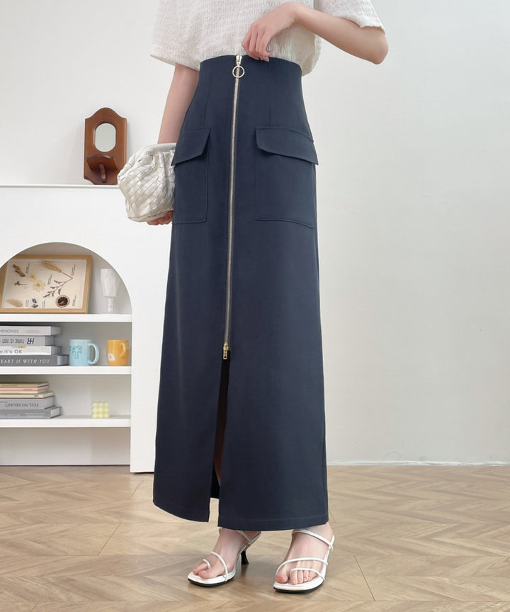 センタージップアップハイウエストタイトスカート