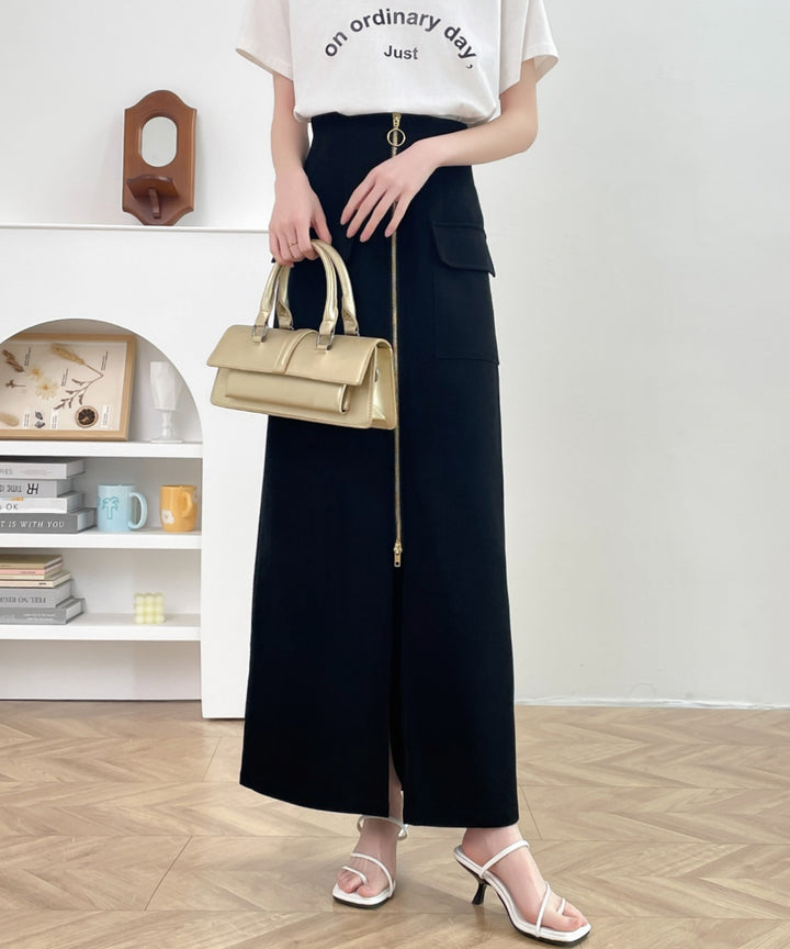 センタージップアップハイウエストタイトスカート