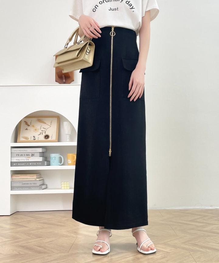 センタージップアップハイウエストタイトスカート