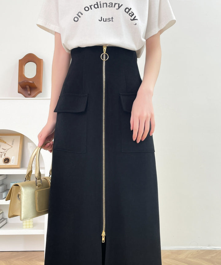 センタージップアップハイウエストタイトスカート