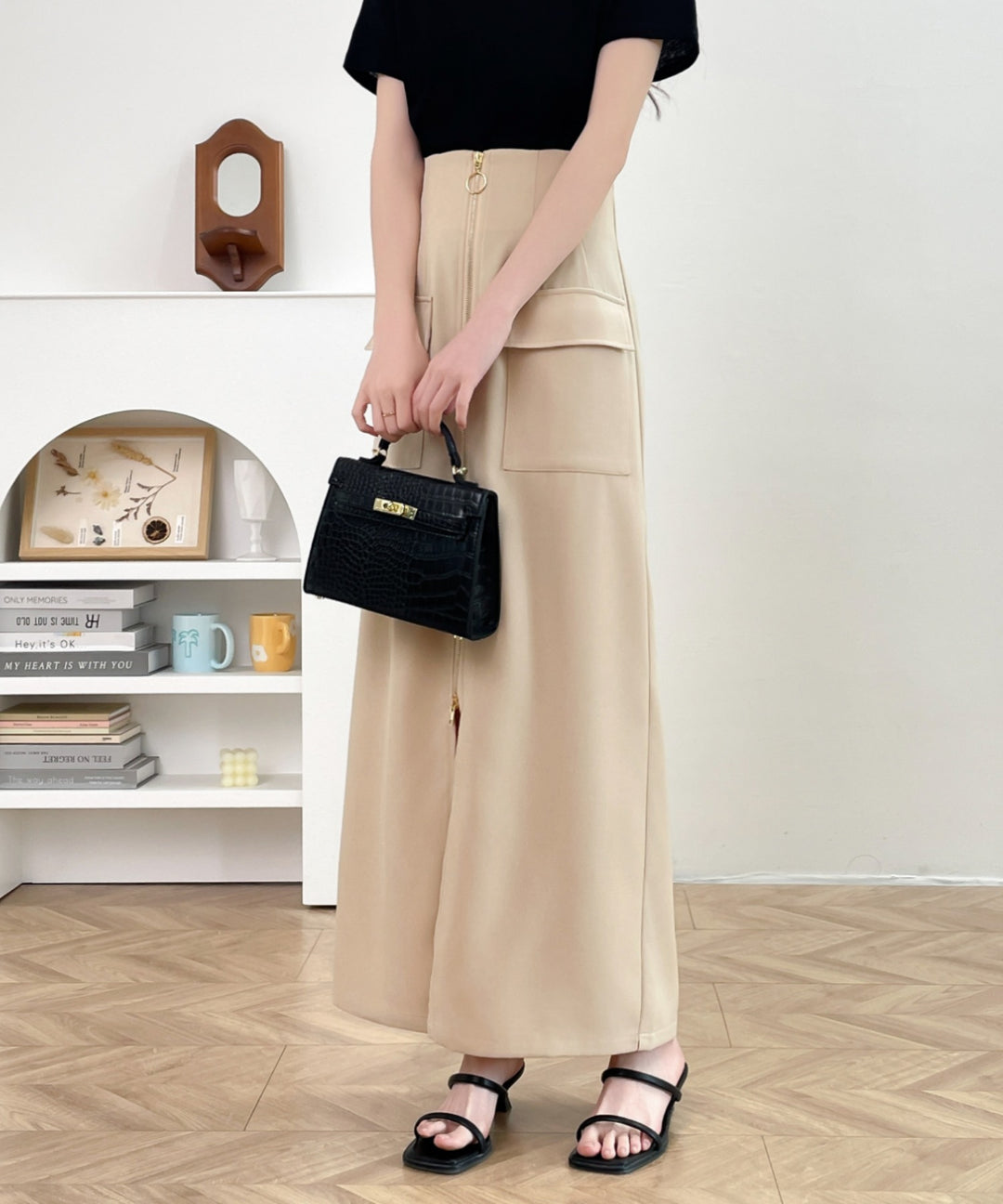 センタージップアップハイウエストタイトスカート