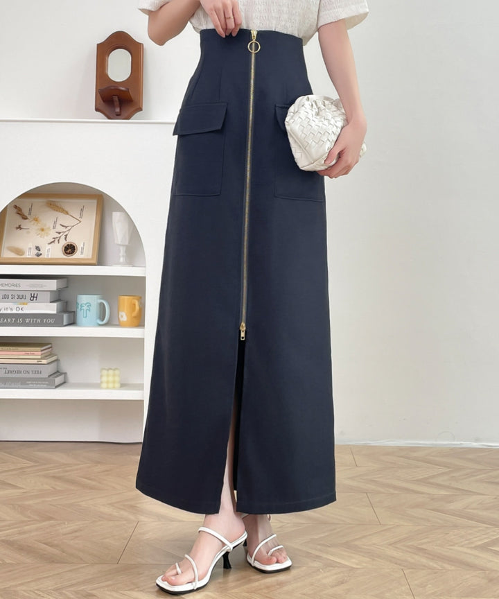 センタージップアップハイウエストタイトスカート