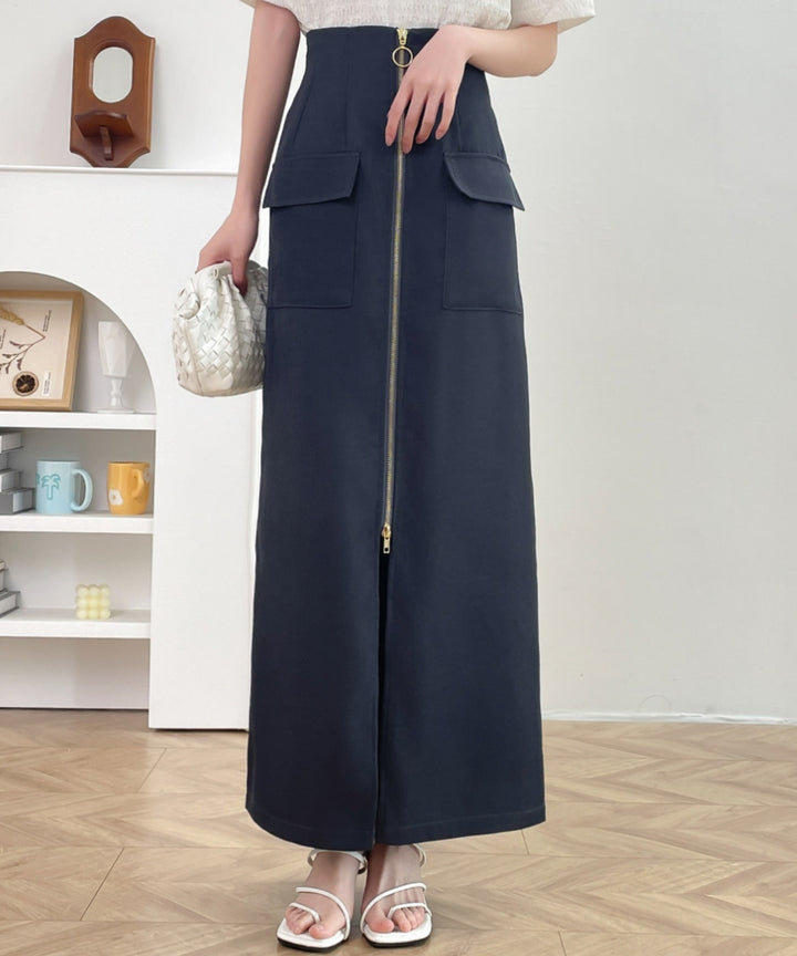 センタージップアップハイウエストタイトスカート