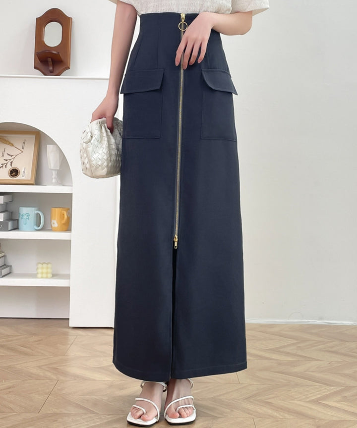 センタージップアップハイウエストタイトスカート