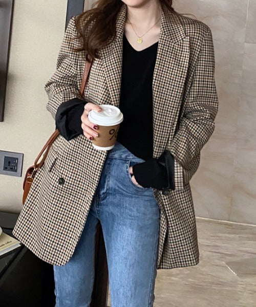 袖ボタンVネック/Uネックリブニットトップス