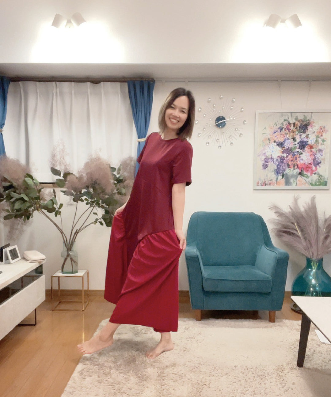 異素材コンビカットワンピース