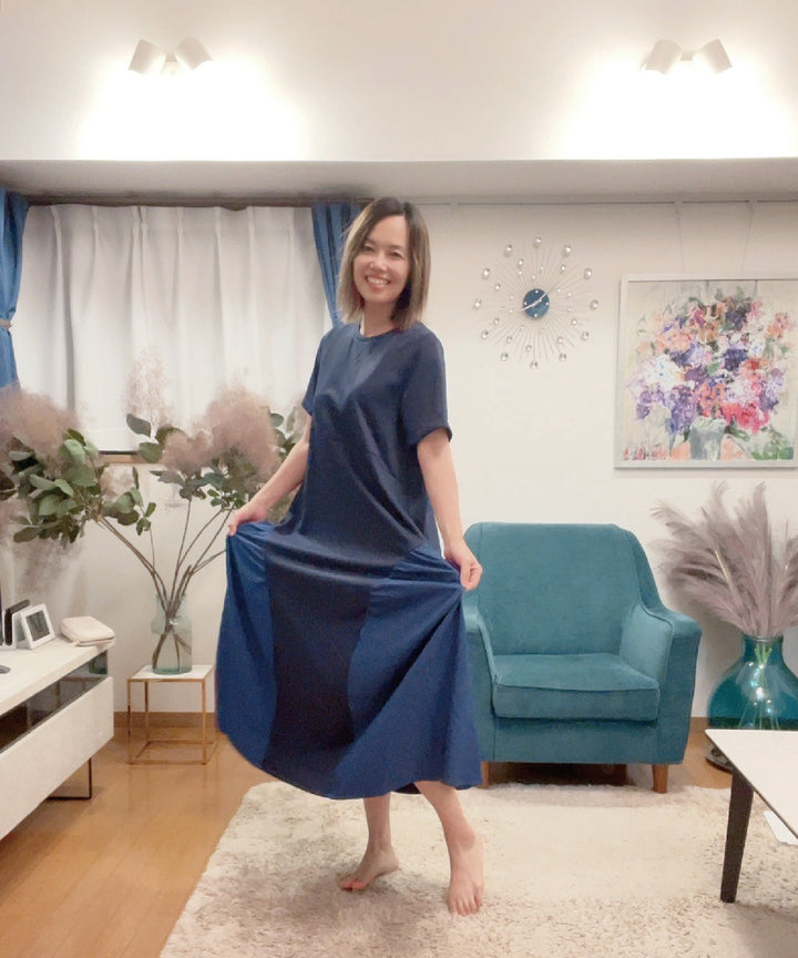 異素材コンビカットワンピース