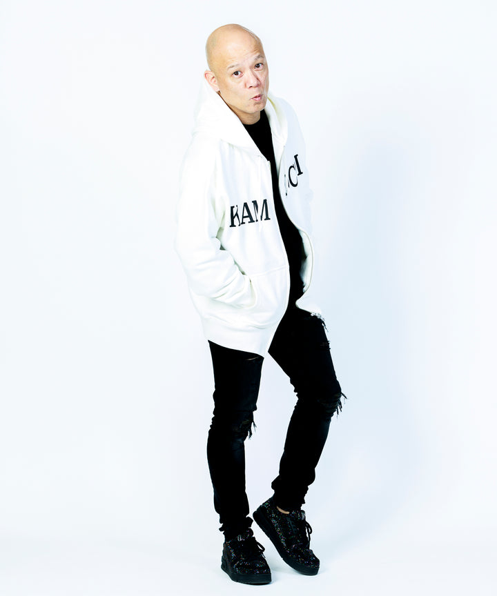 ロゴプリントジップアップパーカー