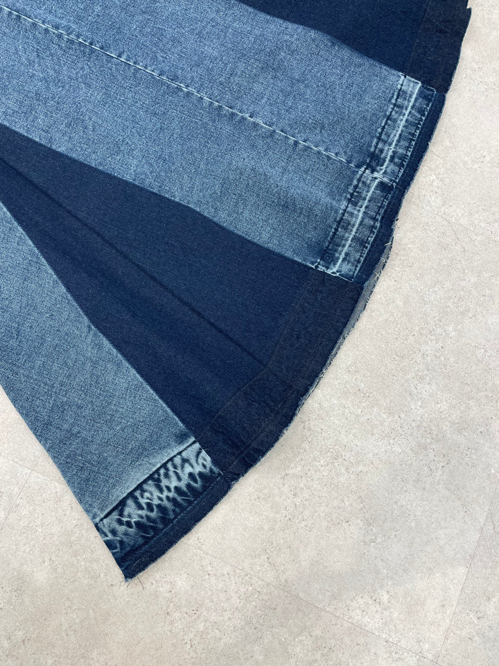 【20年デニム】配色タックフレアデニムスカート