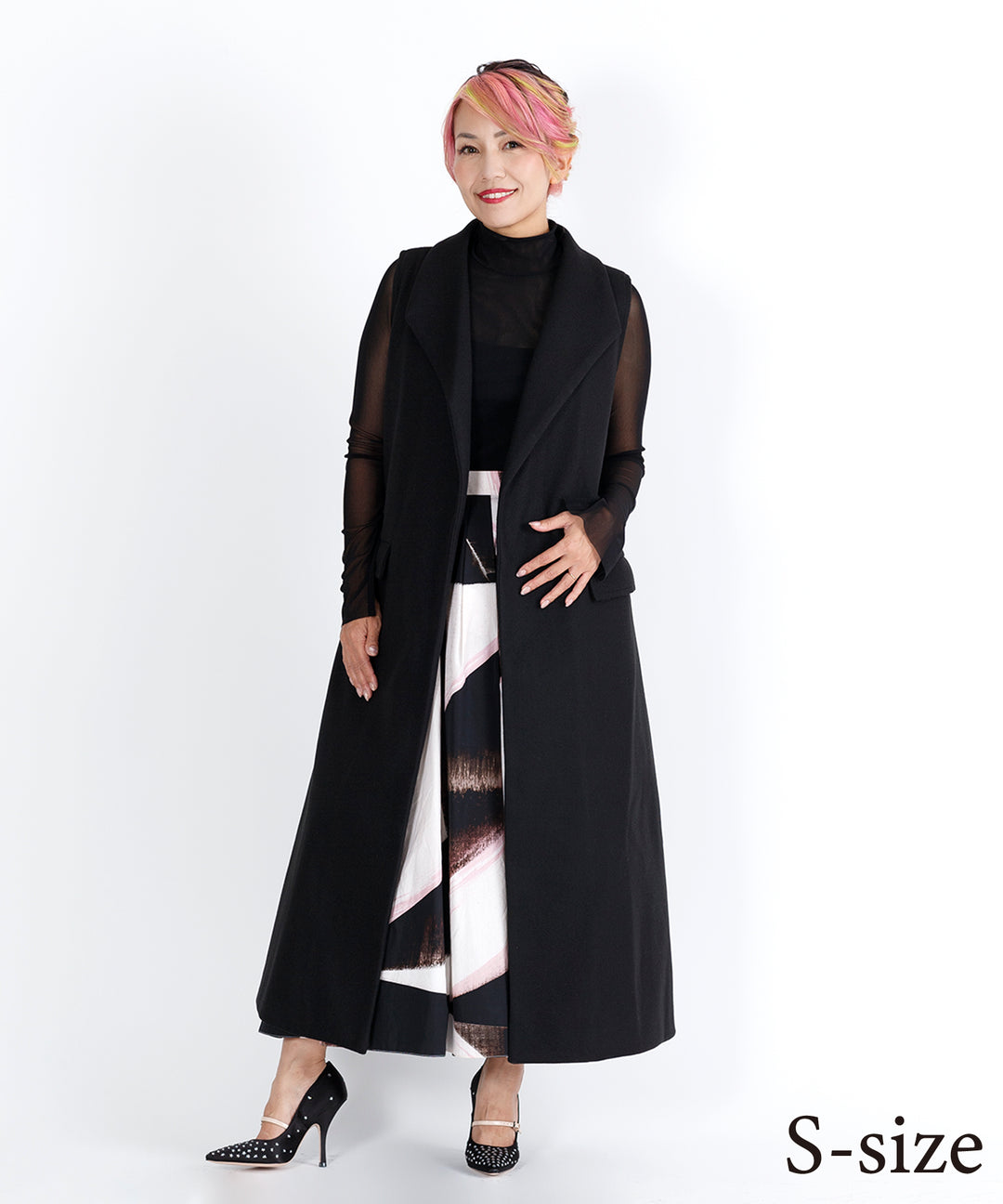 メルトンビックカラーロングベスト/ジレ