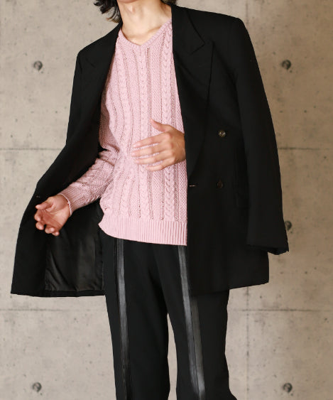 特別限定商品 ケーブル編みVネックニット 日本製