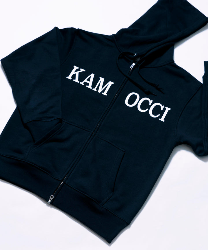 ロゴプリントジップアップパーカー