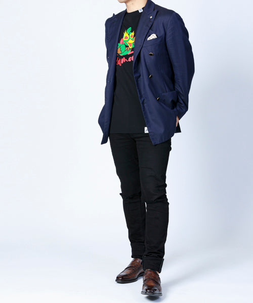 ジャケットinプリントクルーネックカットソー